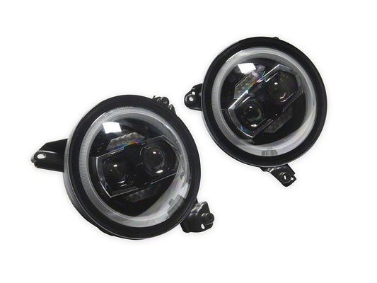 Raxiom 9-Inch Vader LED Headlights; Black Housing; Clear Lens (18-25 Jeep Wrangler JL)