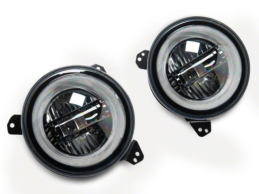 Raxiom 9-Inch LED Headlights with DRL and Turn Signals; Black Housing; Clear Lens (18-25 Jeep Wrangler JL)