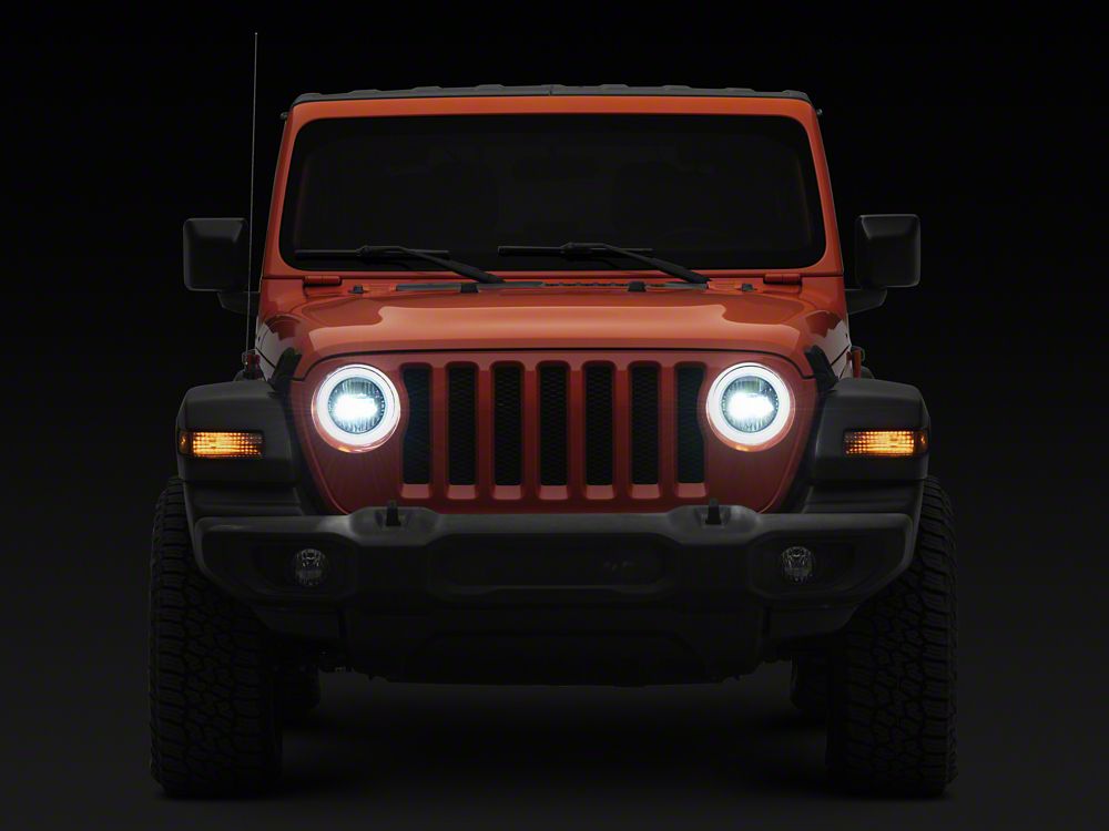 Raxiom 9-Inch LED Headlights with DRL and Turn Signals; Black Housing; Clear Lens (18-25 Jeep Wrangler JL)