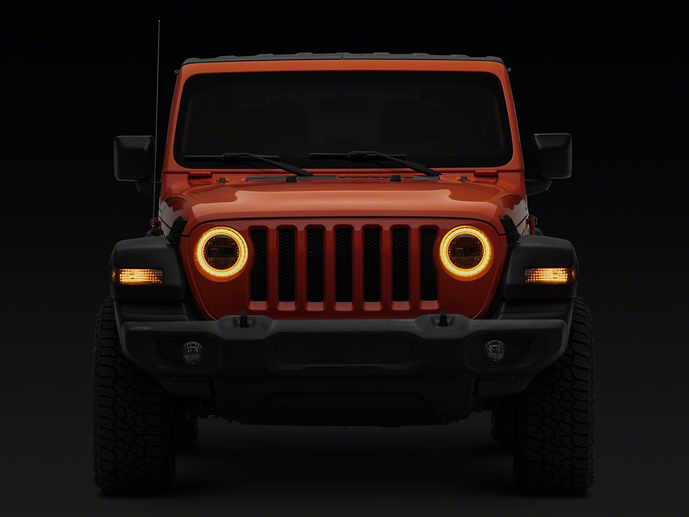 Raxiom 9-Inch LED Headlights with DRL and Turn Signals; Black Housing; Clear Lens (18-25 Jeep Wrangler JL)