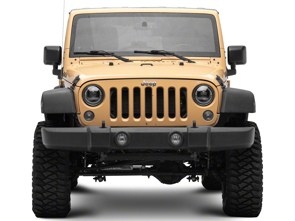 Raxiom High Output LED Headlights with Angel Eye DRL; Black Housing; Clear Lens (07-18 Jeep Wrangler JK)