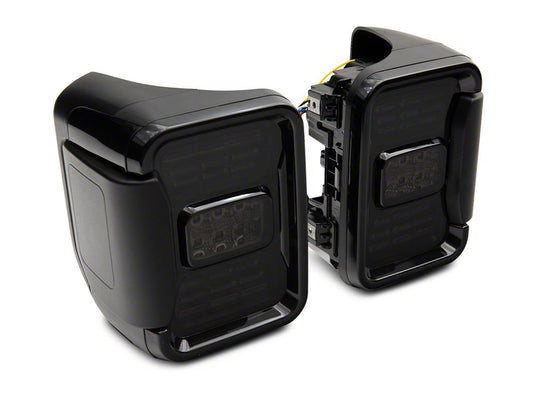 Raxiom Axial Series LED Tail Lights; Black Housing; Smoked Lens (20-25 Jeep Gladiator JT w/ Factory Halogen Tail Lights & w/o Blind Spot Detection))