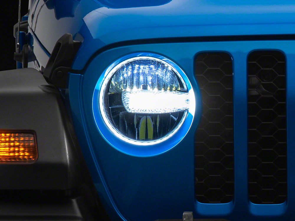 Raxiom Axial Series 9-Inch LED Headlights; Black Housing; Clear Lens (20-25 Jeep Gladiator JT w/ Factory Halogen Headlights)