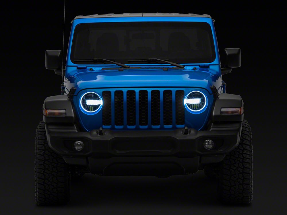 Raxiom Axial Series 9-Inch LED Headlights; Black Housing; Clear Lens (20-25 Jeep Gladiator JT w/ Factory Halogen Headlights)