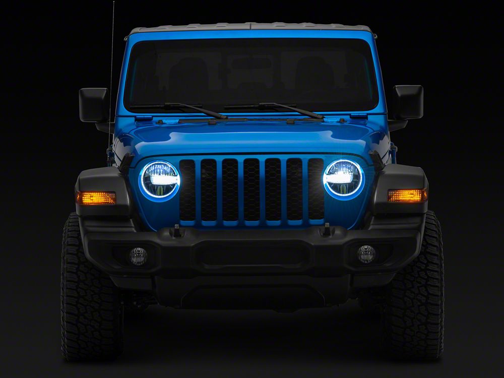 Raxiom Axial Series 9-Inch LED Headlights; Black Housing; Clear Lens (20-25 Jeep Gladiator JT w/ Factory Halogen Headlights)