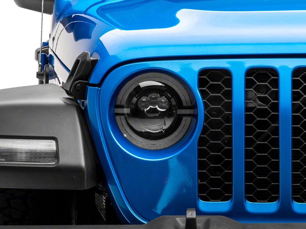 Raxiom Axial Series 9-Inch LED Angel Eye Headlights; Black Housing; Clear Lens (20-25 Jeep Gladiator JT)