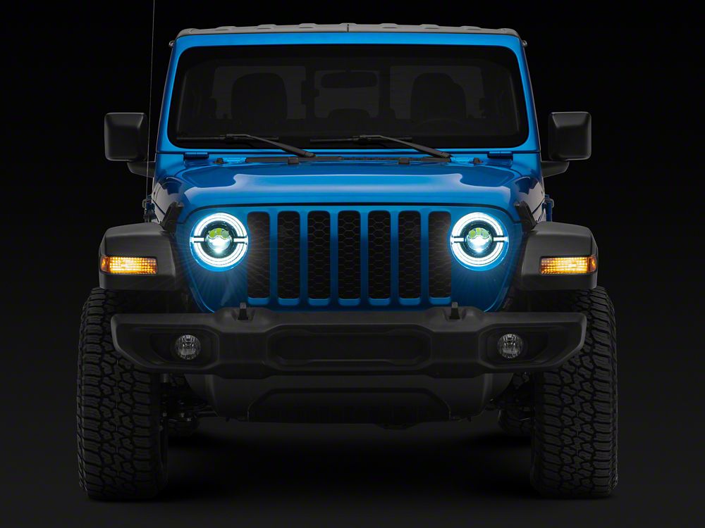 Raxiom Axial Series 9-Inch LED Angel Eye Headlights; Black Housing; Clear Lens (20-25 Jeep Gladiator JT)