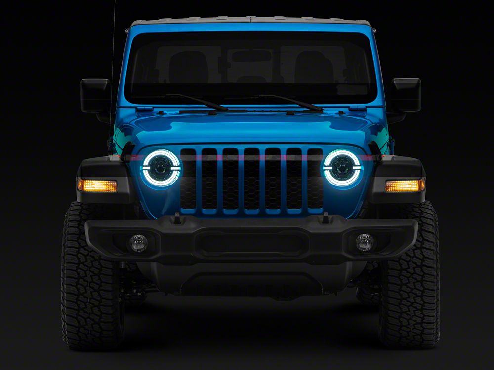 Raxiom Axial Series 9-Inch LED Angel Eye Headlights; Black Housing; Clear Lens (20-25 Jeep Gladiator JT)
