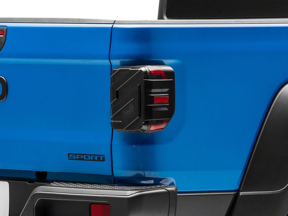 Raxiom Axial Series LED Tail Lights; Black Housing; Smoked Lens (20-25 Jeep Gladiator JT w/ Factory Halogen Tail Lights & w/o Blind Spot Detection))
