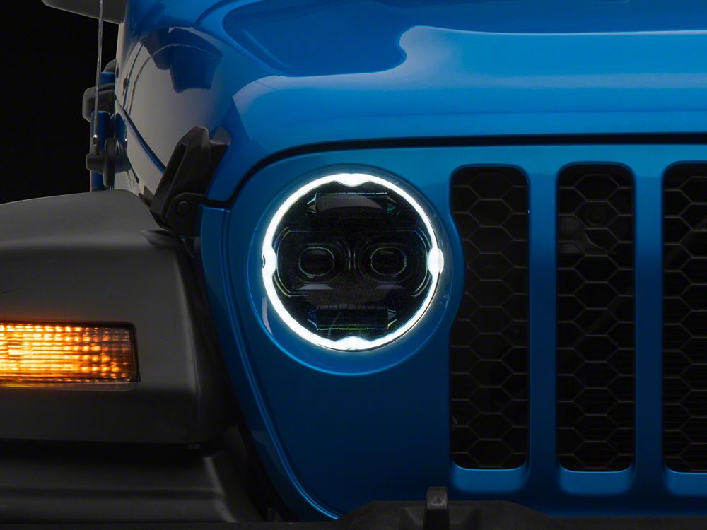 Raxiom Axial Series 9-Inch Angel Eye LED Headlights; Black Housing; Clear Lens (20-25 Jeep Gladiator JT)