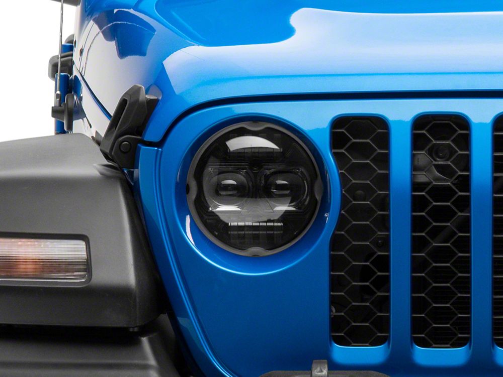 Raxiom Axial Series 9-Inch Angel Eye LED Headlights; Black Housing; Clear Lens (20-25 Jeep Gladiator JT)