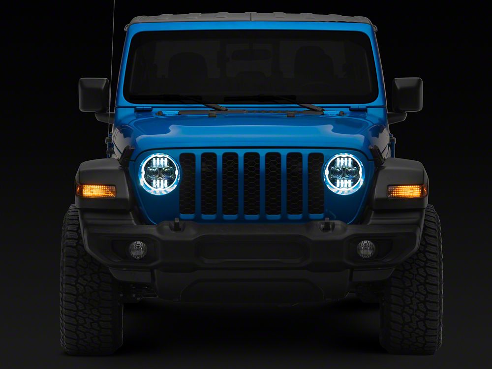 Raxiom Axial Series 9-Inch Angel Eye LED Headlights; Black Housing; Clear Lens (20-25 Jeep Gladiator JT)