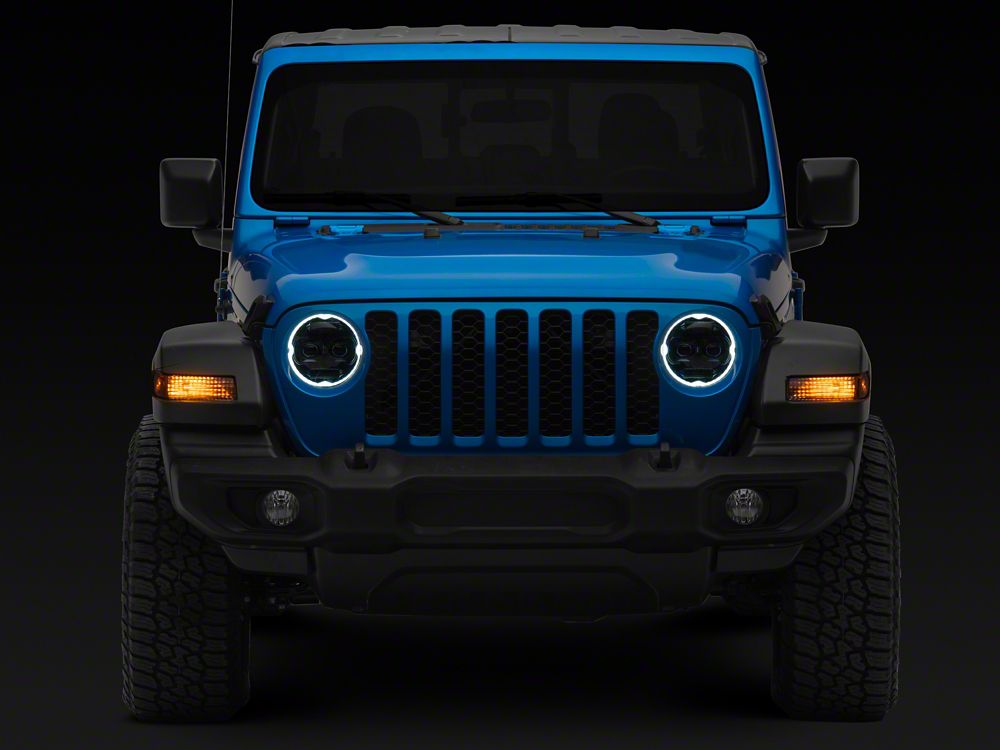 Raxiom Axial Series 9-Inch Angel Eye LED Headlights; Black Housing; Clear Lens (20-25 Jeep Gladiator JT)