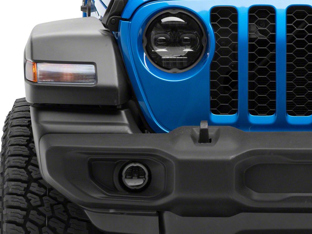 Raxiom Axial Series 9-Inch Angel Eye LED Headlights and LED Fog Lights; Black Housing; Clear Lens (20-25 Jeep Gladiator JT)