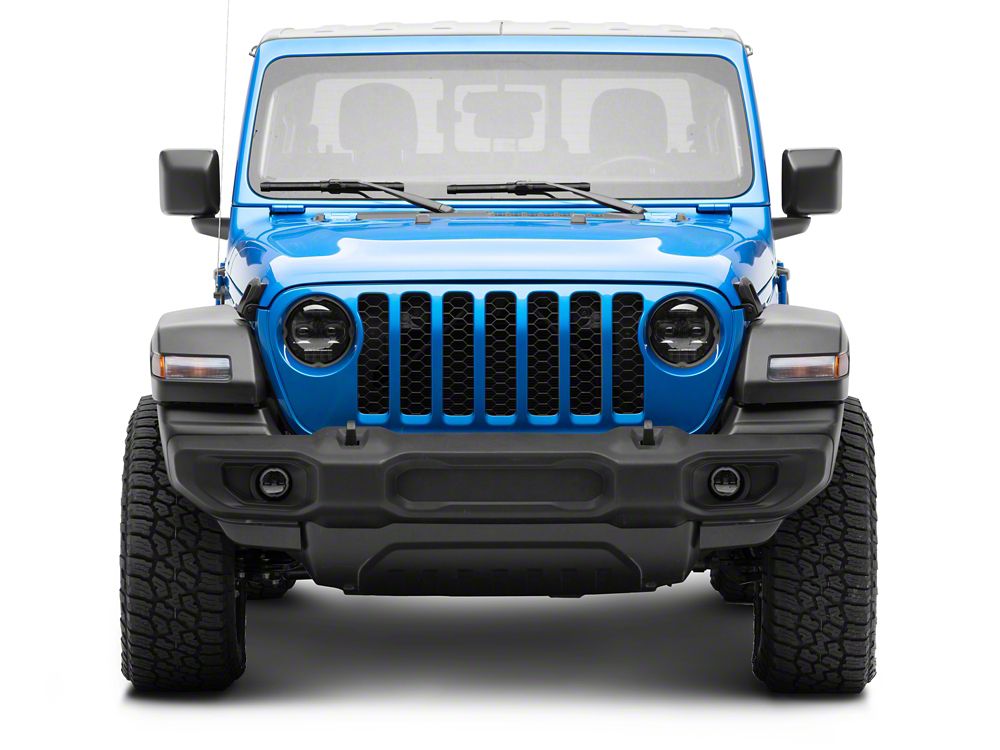 Raxiom Axial Series 9-Inch Angel Eye LED Headlights and LED Fog Lights; Black Housing; Clear Lens (20-25 Jeep Gladiator JT)