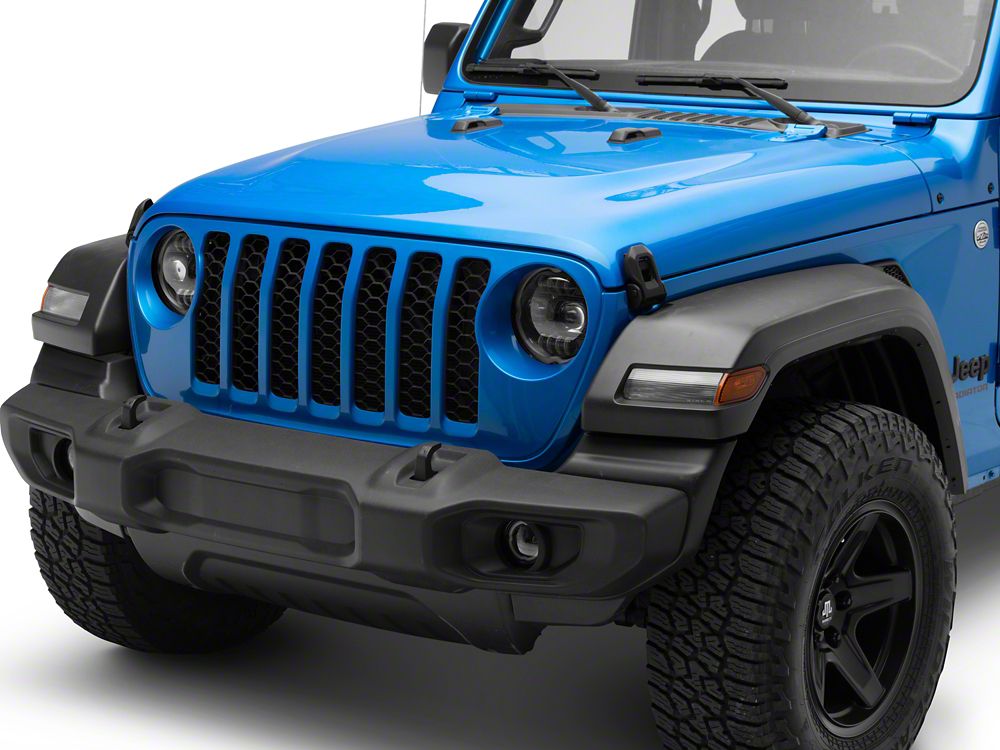 Raxiom Axial Series 9-Inch Angel Eye LED Headlights and LED Fog Lights; Black Housing; Clear Lens (20-25 Jeep Gladiator JT)