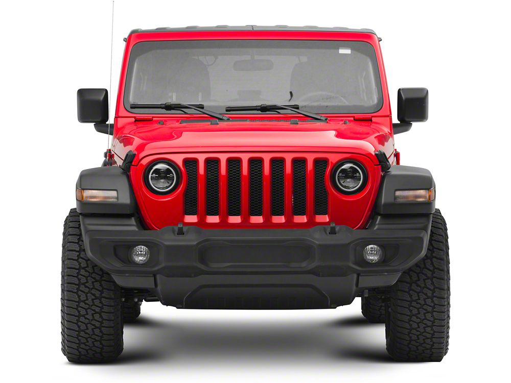 Raxiom Axial Series 7-Inch LED Halo Headlights with DRL and Amber Turn Signals; Black Housing; Clear Lens (20-25 Jeep Gladiator JT)