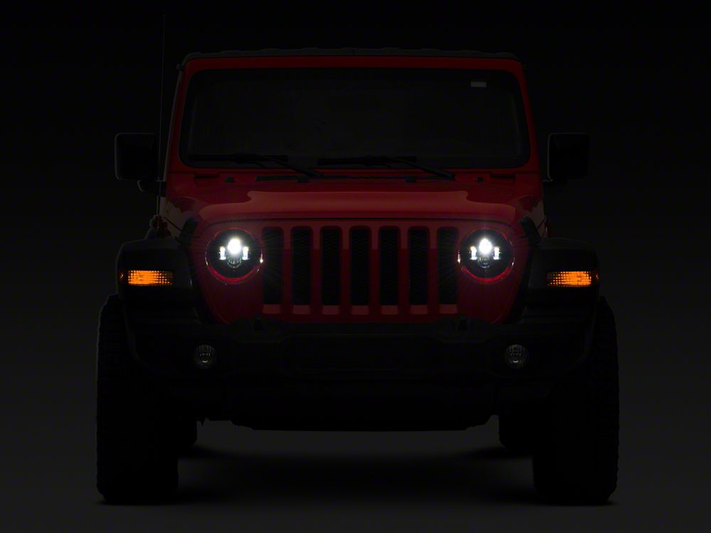 Raxiom Axial Series 7-Inch LED Daymaker Headlights; Black Housing; Clear Lens (20-25 Jeep Gladiator JT)
