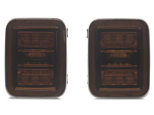 Raxiom Axial Series LED Tail Lights; Black Housing; Smoked Lens (20-25 Jeep Gladiator JT w/ Factory Halogen Tail Lights & w/o Blind Spot Detection))