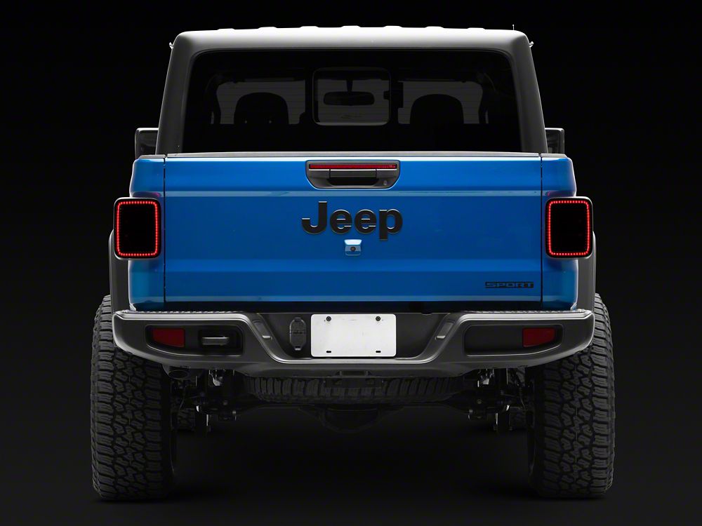 Raxiom Axial Series LED Tail Lights; Black Housing; Smoked Lens (20-25 Jeep Gladiator JT w/ Factory Halogen Tail Lights & w/o Blind Spot Detection))