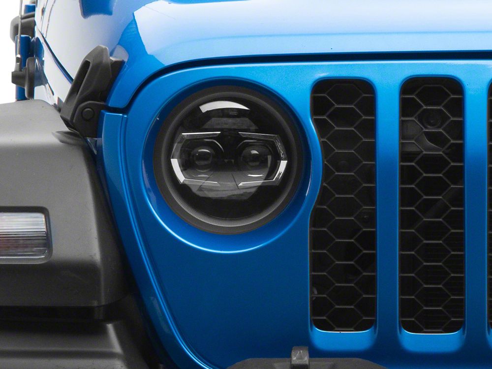 Raxiom 9-Inch Vader LED Headlights; Black Housing; Clear Lens (20-25 Jeep Gladiator JT)