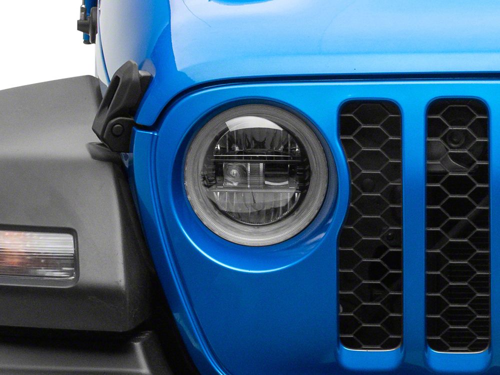Raxiom 9-Inch LED Headlights with DRL and Turn Signals; Black Housing; Clear Lens (20-25 Jeep Gladiator JT)