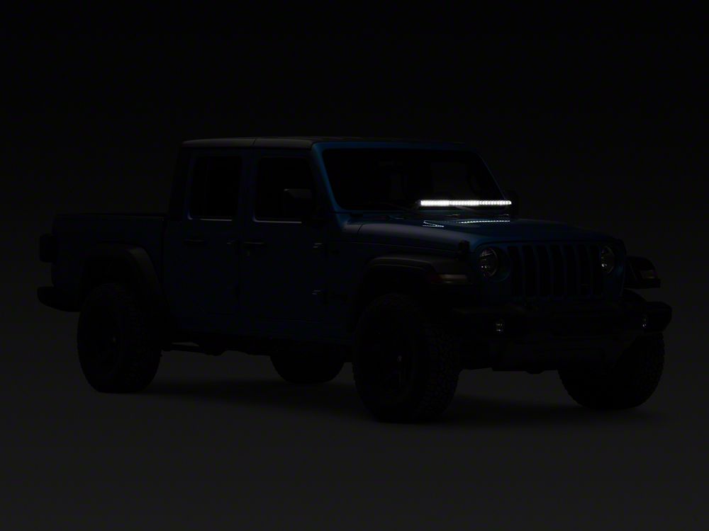 Raxiom Axial Series 30-Inch Single Row LED Light Bar with Hood Mounting Brackets (20-25 Jeep Gladiator JT)