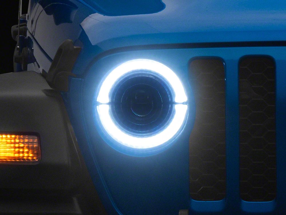 Raxiom High Output LED Headlights with Angel Eye DRL; Black Housing; Clear Lens (20-25 Jeep Gladiator JT)