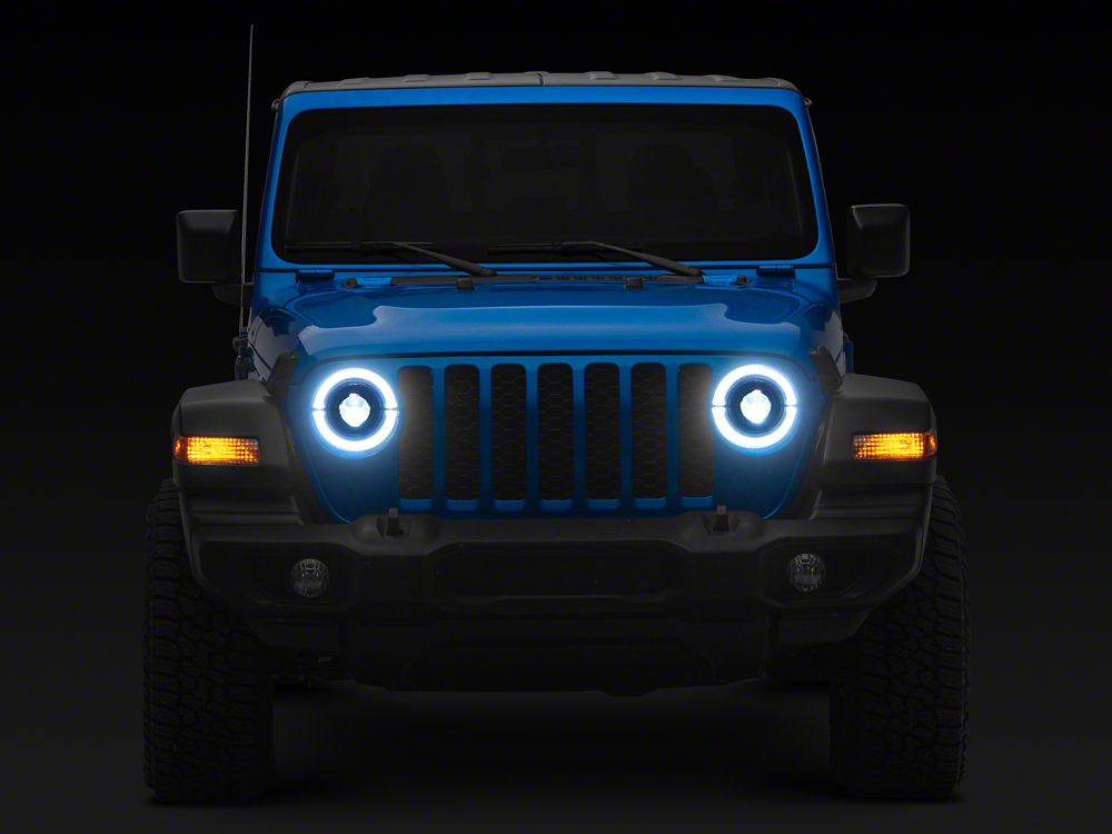 Raxiom High Output LED Headlights with Angel Eye DRL; Black Housing; Clear Lens (20-25 Jeep Gladiator JT)
