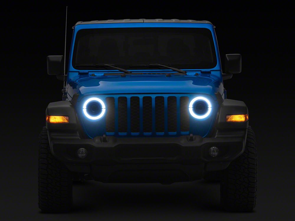 Raxiom High Output LED Headlights with Angel Eye DRL; Black Housing; Clear Lens (20-25 Jeep Gladiator JT)