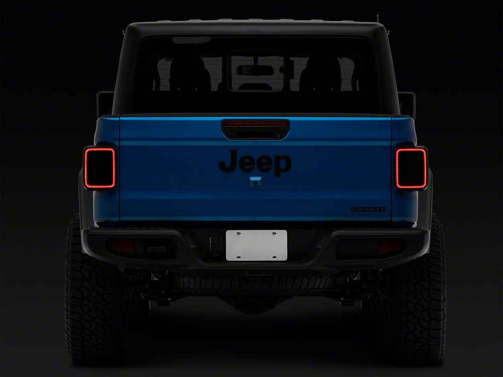 Raxiom LED Tail Lights; Black Housing; Smoked Lens (20-25 Jeep Gladiator JT w/ Factory Halogen Tail Lights & w/o Blind Spot Detection))