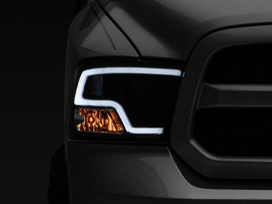 Raxiom LED Halo Projector Headlights; Black Housing; Clear Lens (09-18 RAM 1500 w/ Factory Halogen Non-Projector Headlights)