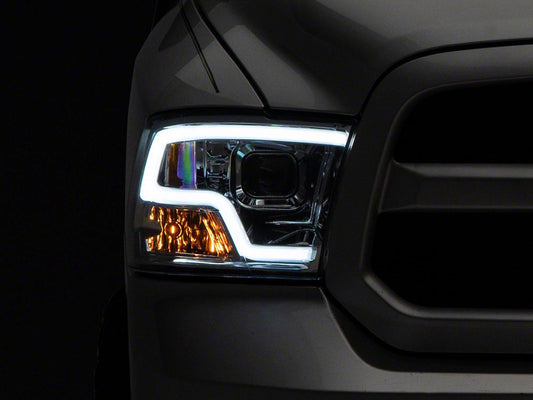 Raxiom LED Halo Headlights; Chrome Housing; Clear Lens (09-18 RAM 1500 w/ Factory Halogen Non-Projector Headlights)