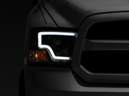 Raxiom LED Bar Headlights; Black Housing; Clear Lens (09-18 RAM 1500 w/ Factory Halogen Non-Projector Headlights)