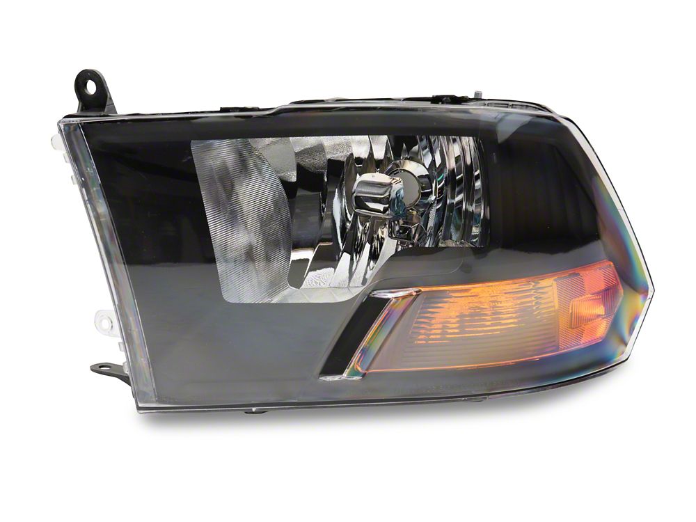 Raxiom Axial Series Euro Style Headlights with Single Bulb; Black Housing; Clear Lens (09-18 RAM 1500 w/ Factory Halogen Non-Projector Headlights)