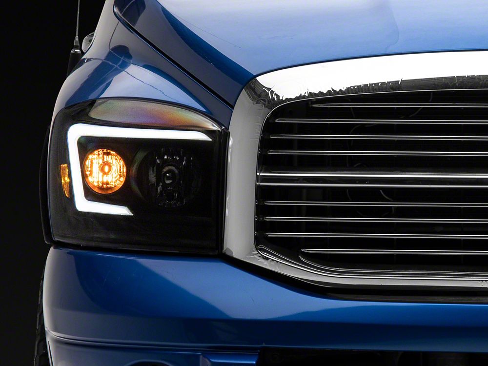 Raxiom Axial Series LED DRL Projector Headlights; Black Housing; Clear Lens (06-08 RAM 1500)