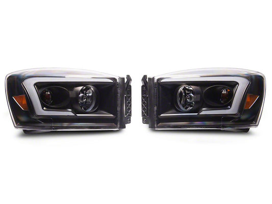 Raxiom Axial Series LED DRL Projector Headlights; Black Housing; Clear Lens (06-08 RAM 1500)