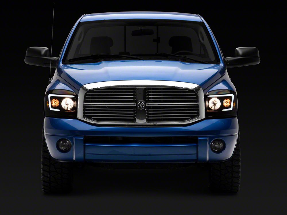 Raxiom Axial Series LED DRL Projector Headlights; Black Housing; Clear Lens (06-08 RAM 1500)