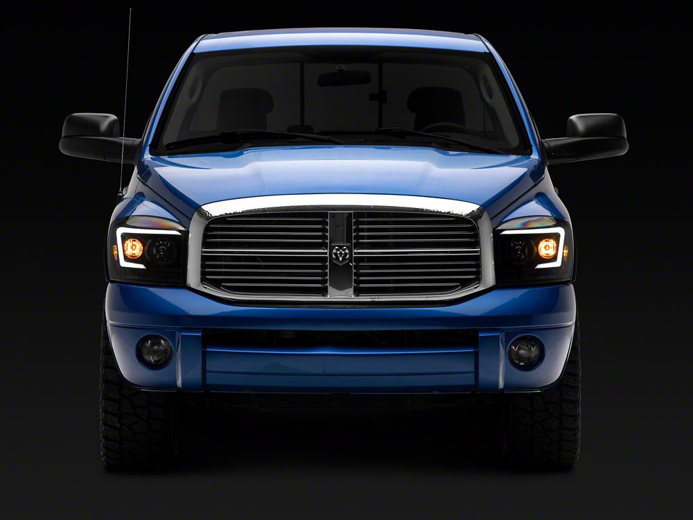 Raxiom Axial Series LED DRL Projector Headlights; Black Housing; Clear Lens (06-08 RAM 1500)