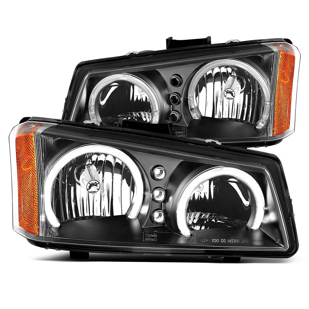 Raxiom Dual LED Halo Projector Headlights; Black Housing; Clear Lens (03-06 Silverado 1500)