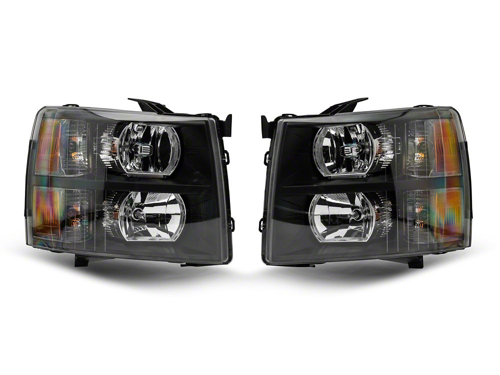 Raxiom Euro Headlights; Black Housing; Clear Lens (07-13 Silverado 1500)