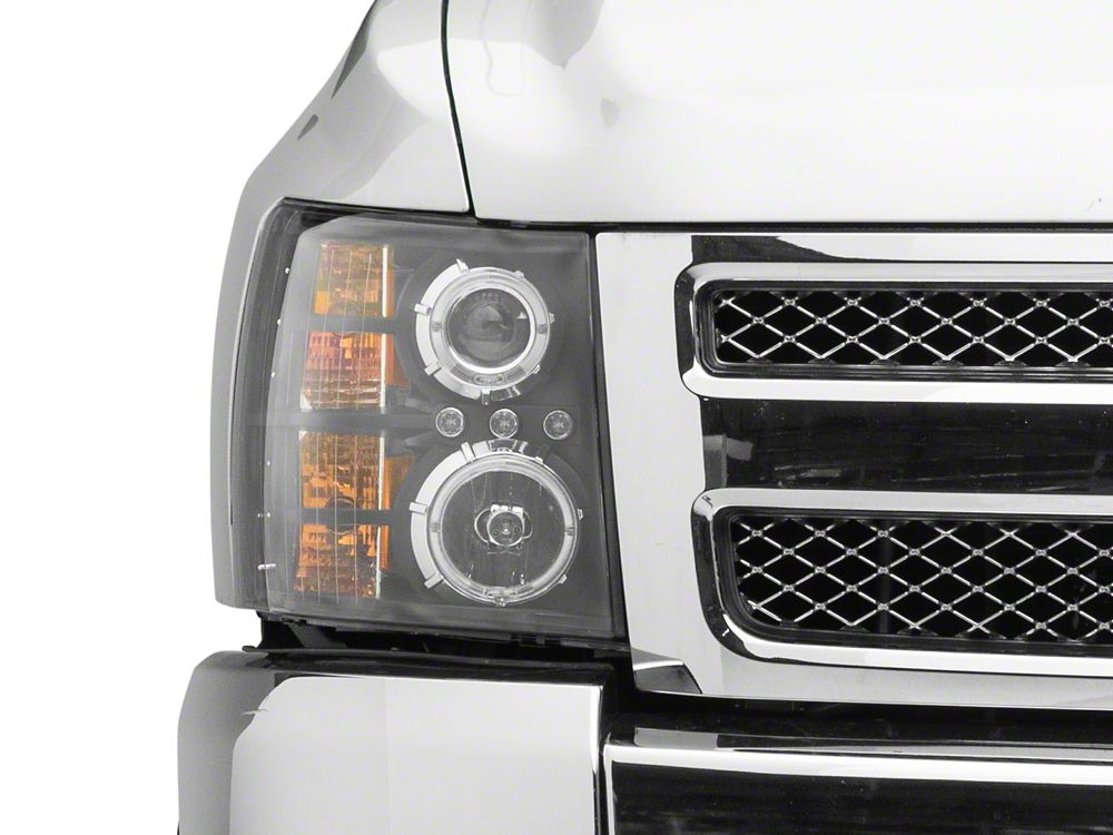 Raxiom LED Halo Projector Headlights; Black Housing; Clear Lens (07-13 Silverado 1500)