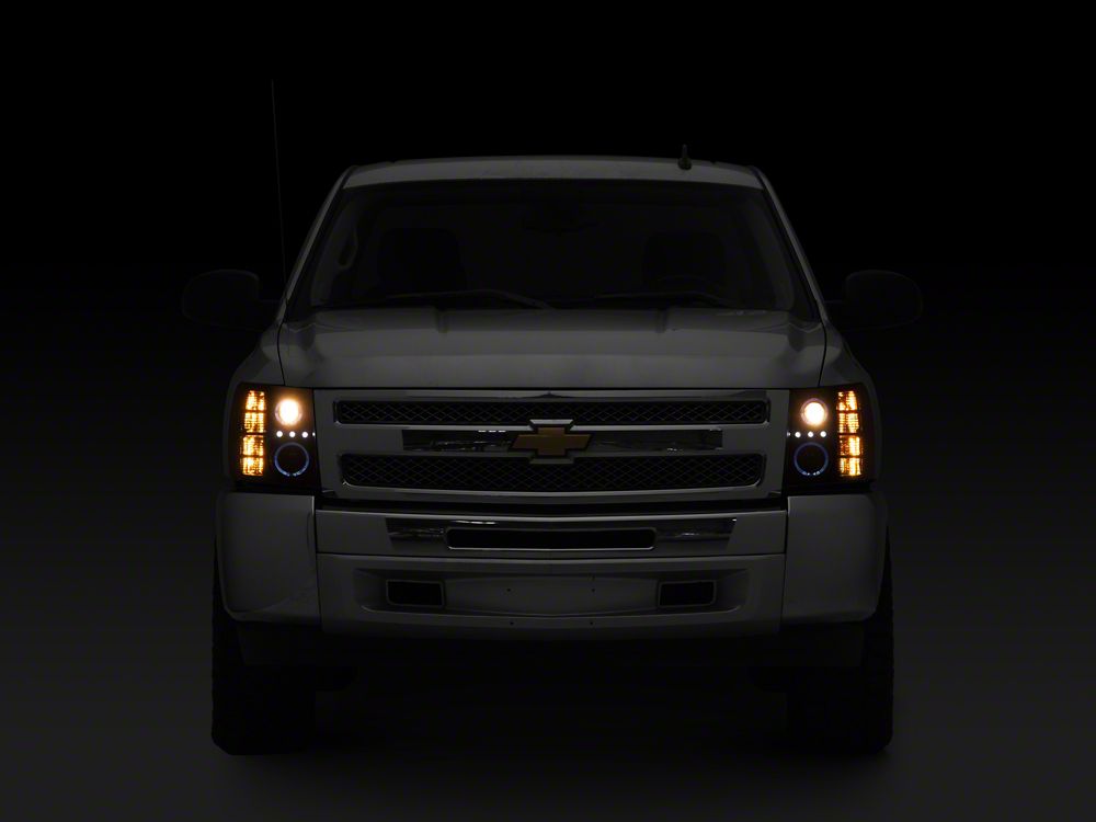 Raxiom LED Halo Projector Headlights; Black Housing; Clear Lens (07-13 Silverado 1500)