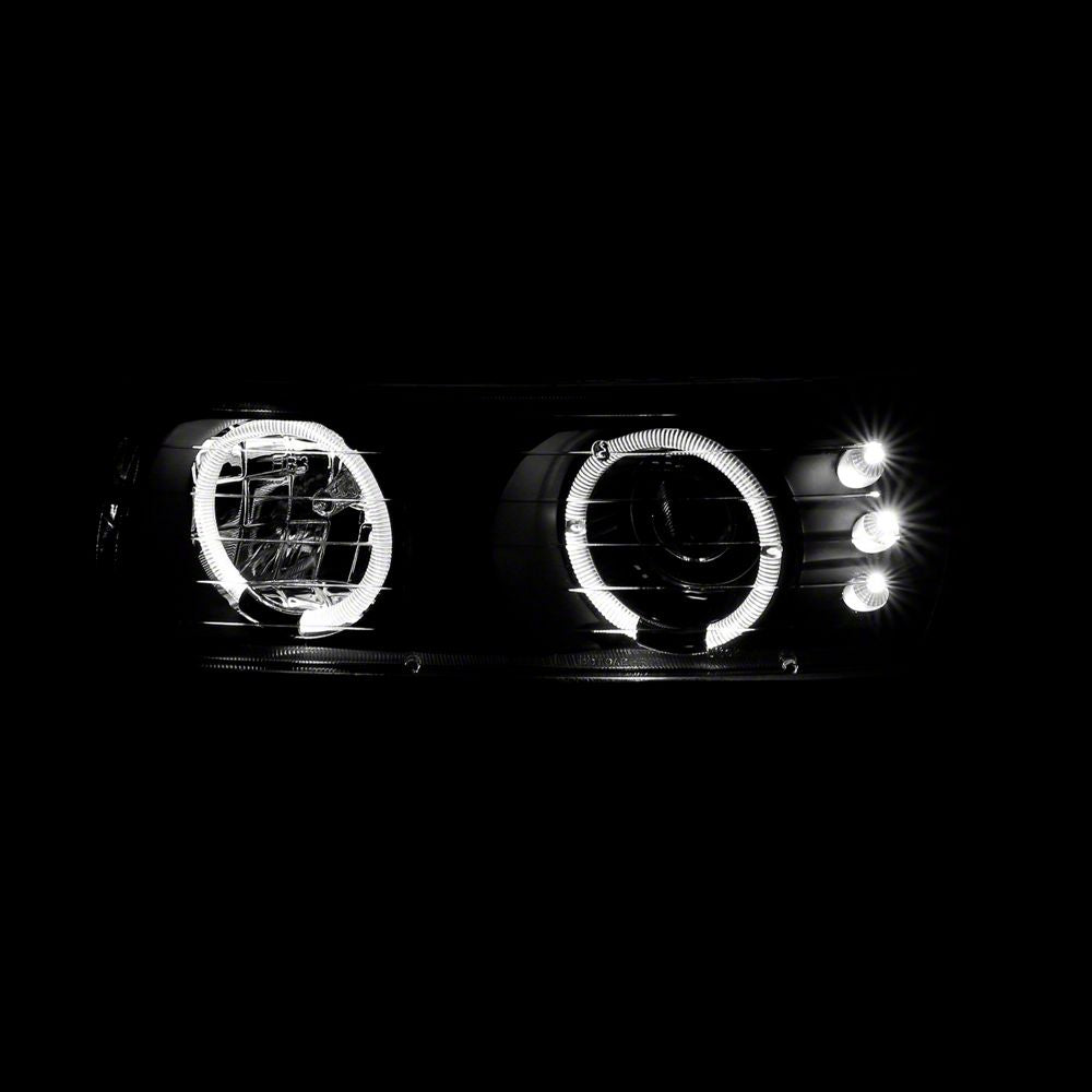 Raxiom LED Halo Projector Headlights; Black Housing; Clear Lens (99-02 Silverado 1500)