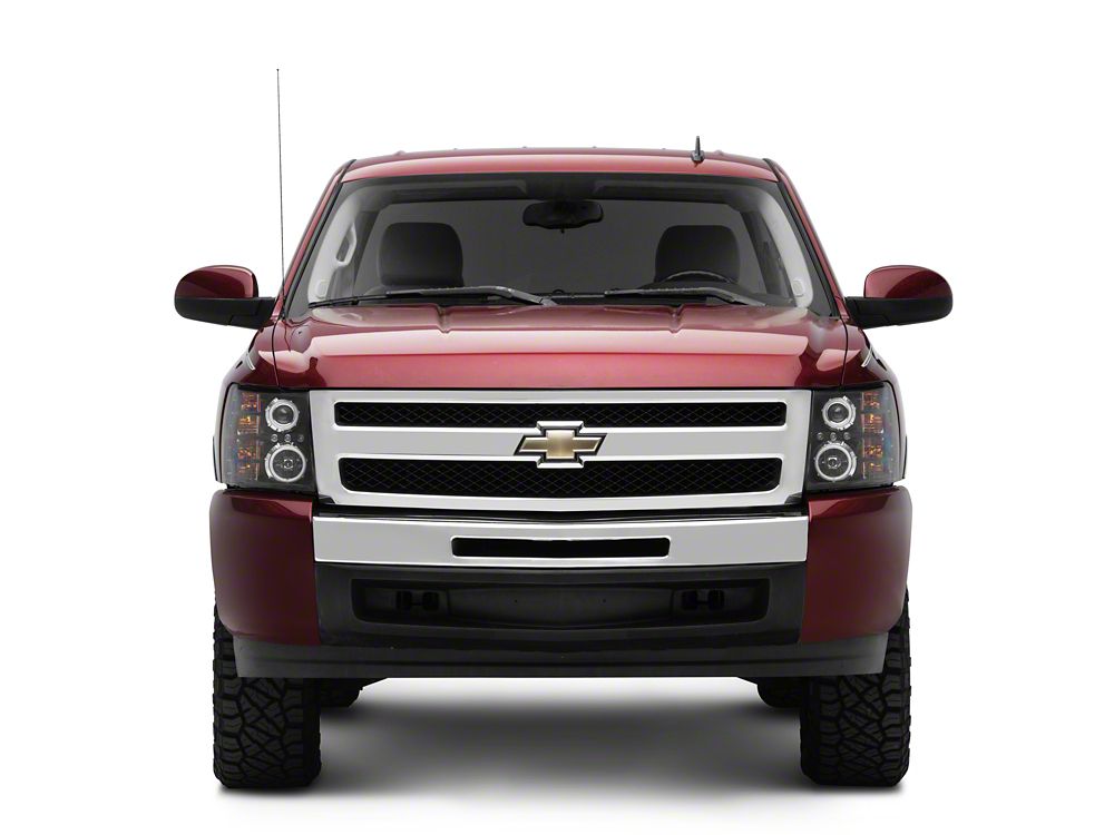 Raxiom Super White LED Halo Projector Headlights; Black Housing; Clear Lens (07-13 Silverado 1500)