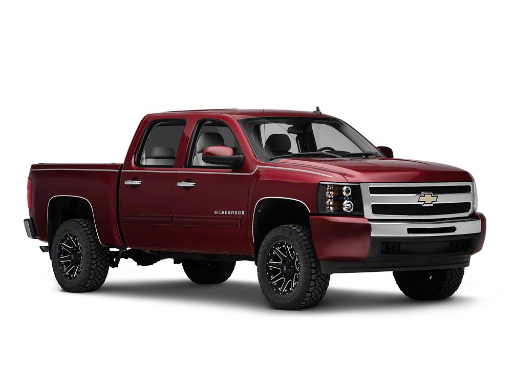 Raxiom Super White LED Halo Projector Headlights; Black Housing; Clear Lens (07-13 Silverado 1500)