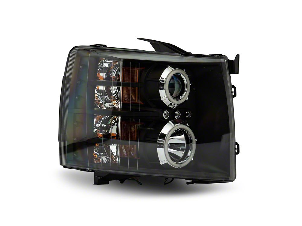 Raxiom Super White LED Halo Projector Headlights; Black Housing; Clear Lens (07-13 Silverado 1500)