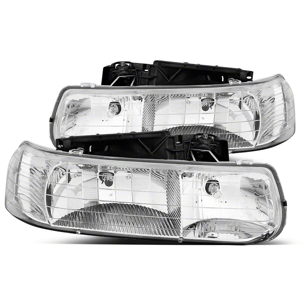 Raxiom Axial Series Euro Headlights; Chrome Housing; Clear Lens (99-02 Silverado 1500)
