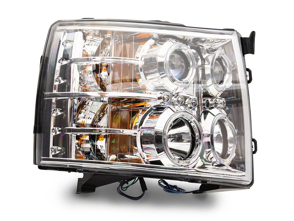 Raxiom LED Halo Projector Headlights; Chrome Housing; Clear Lens (07-13 Silverado 1500)