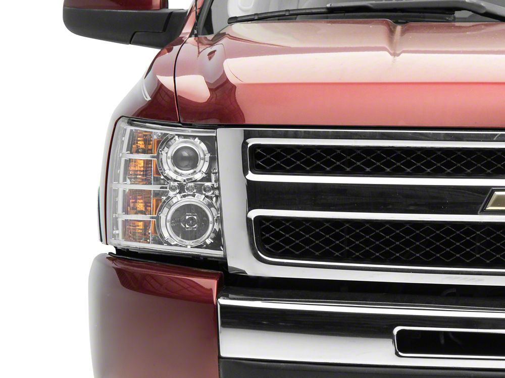 Raxiom LED Halo Projector Headlights; Chrome Housing; Clear Lens (07-13 Silverado 1500)